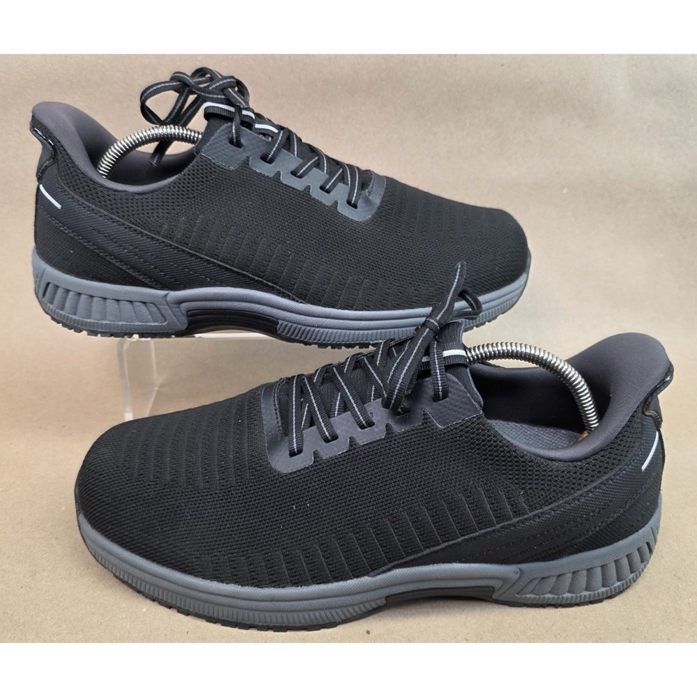 Orthofeet Men's 11 2E Wide Black 20011 Mesh Diabetic Walking Shoes Lace Up Low